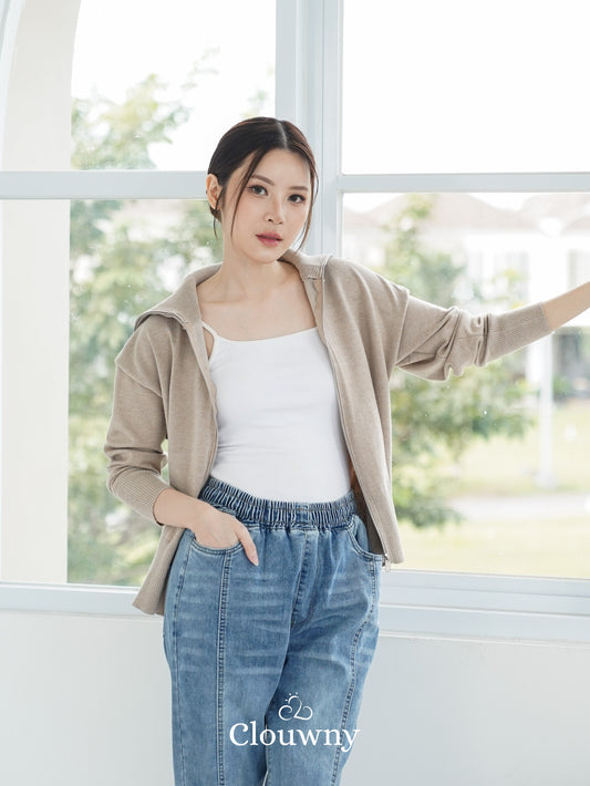 Cheska Zipper Jacket - Khaki