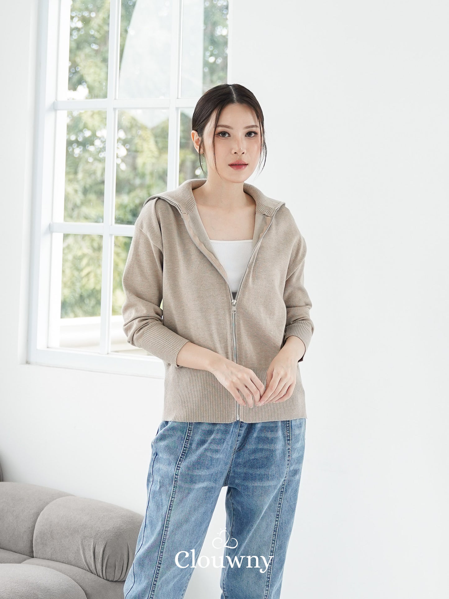 Cheska Zipper Jacket - Khaki