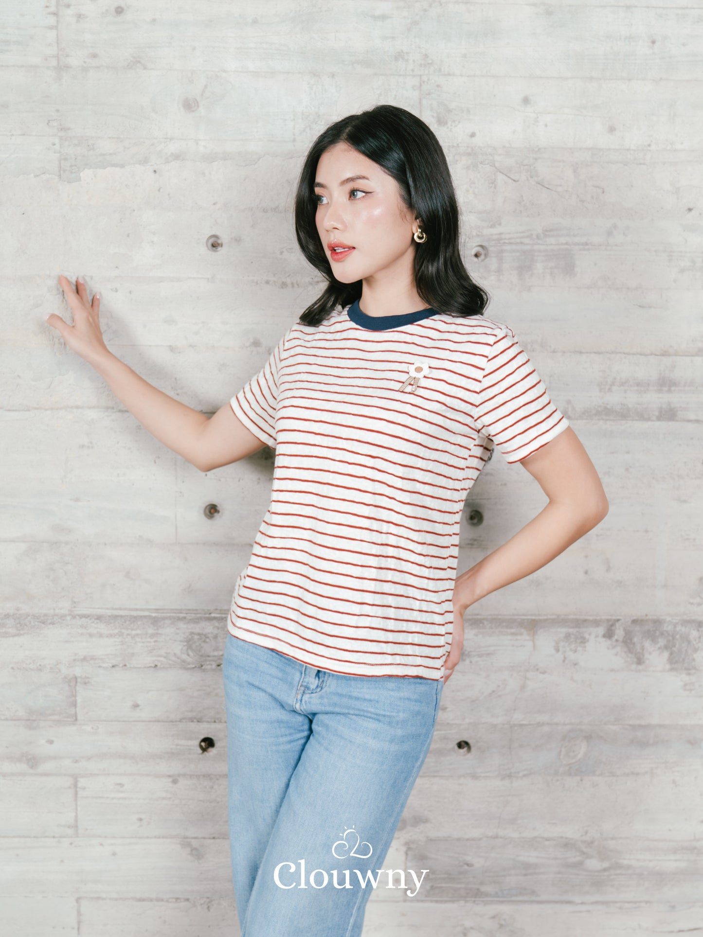 Magnolia Stripes Tshirt - Maroon