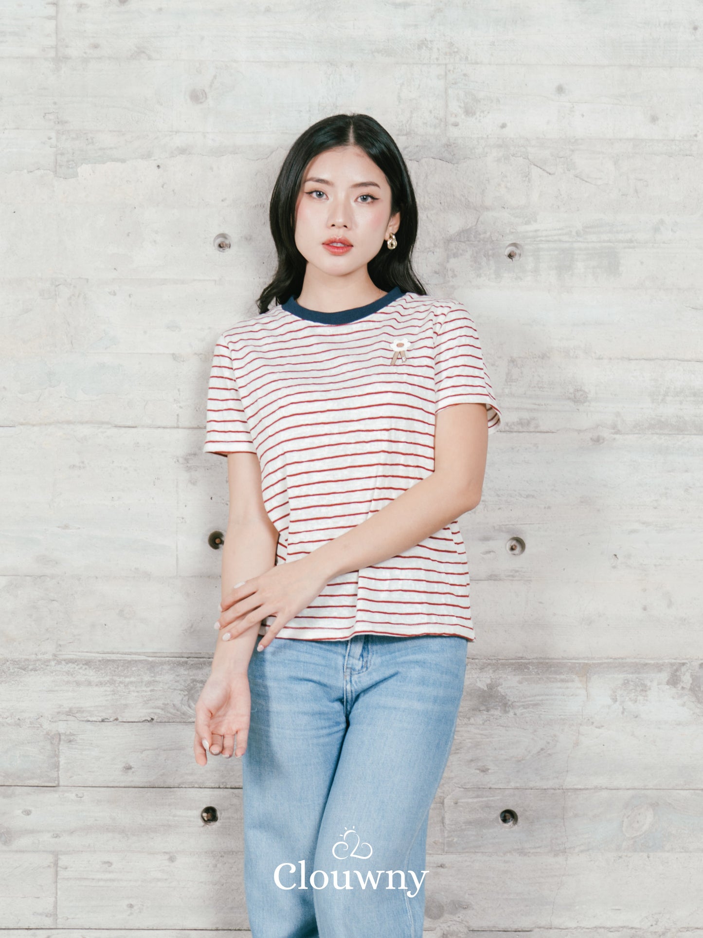 Magnolia Stripes Tshirt - Maroon