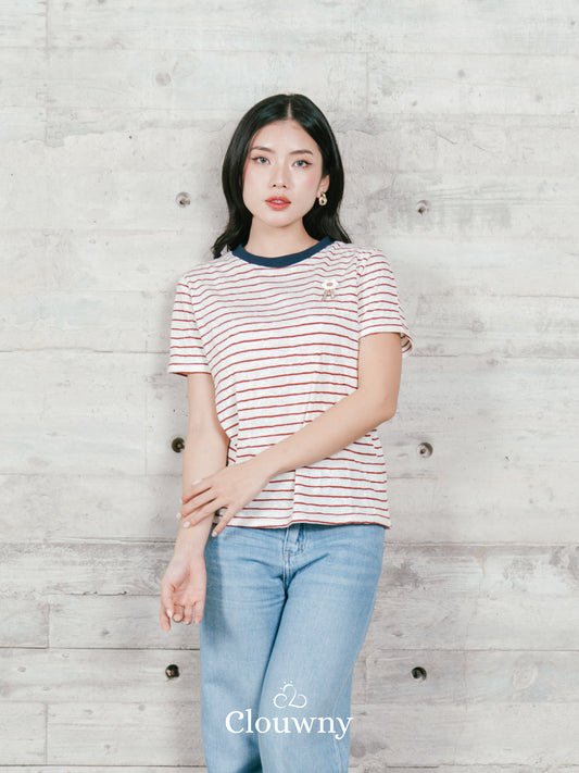 Magnolia Stripes Tshirt - Maroon