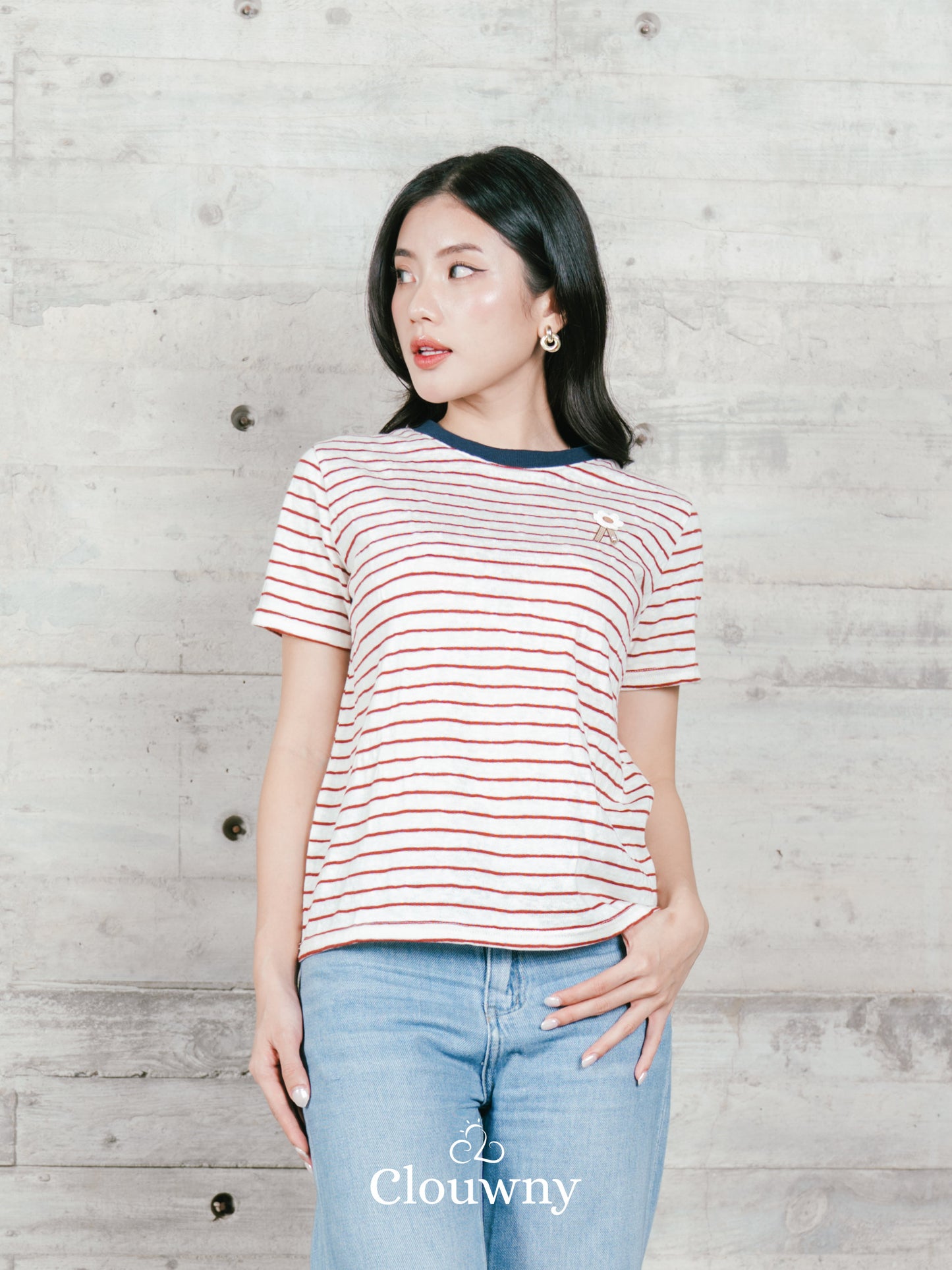 Magnolia Stripes Tshirt - Maroon