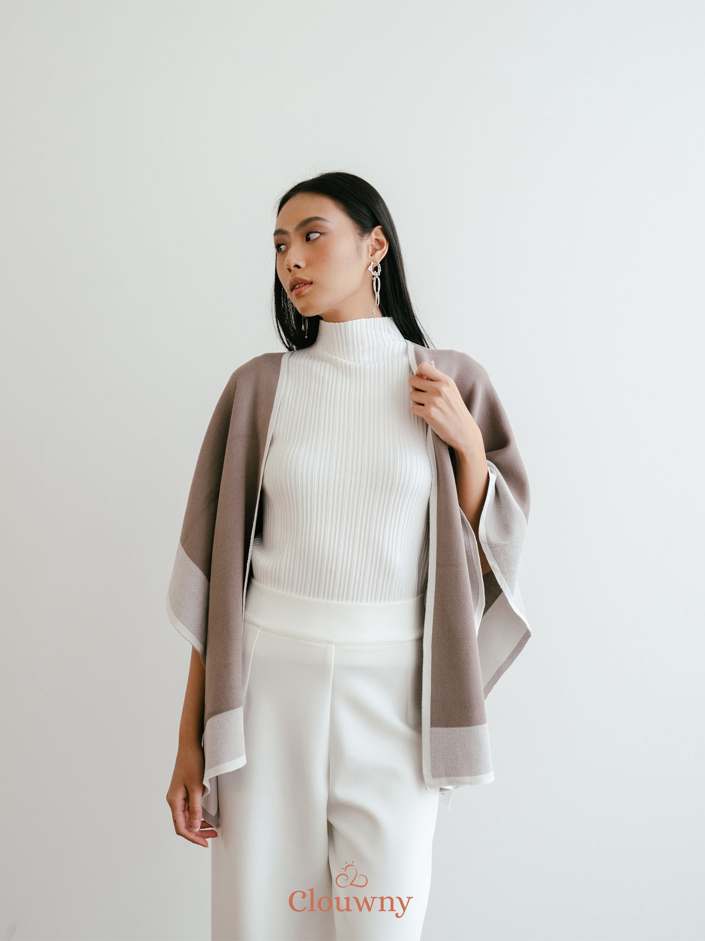 Two Tone Scarf Outer - Khaki