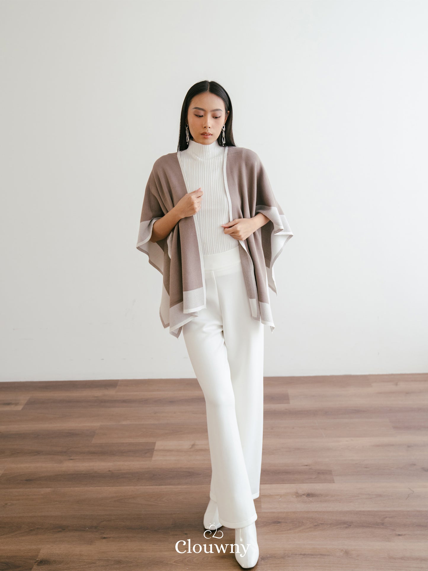 Two Tone Scarf Outer - Khaki