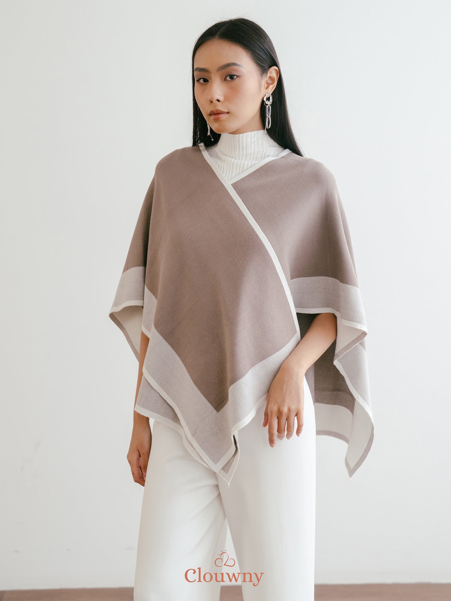 Two Tone Scarf Outer - Khaki