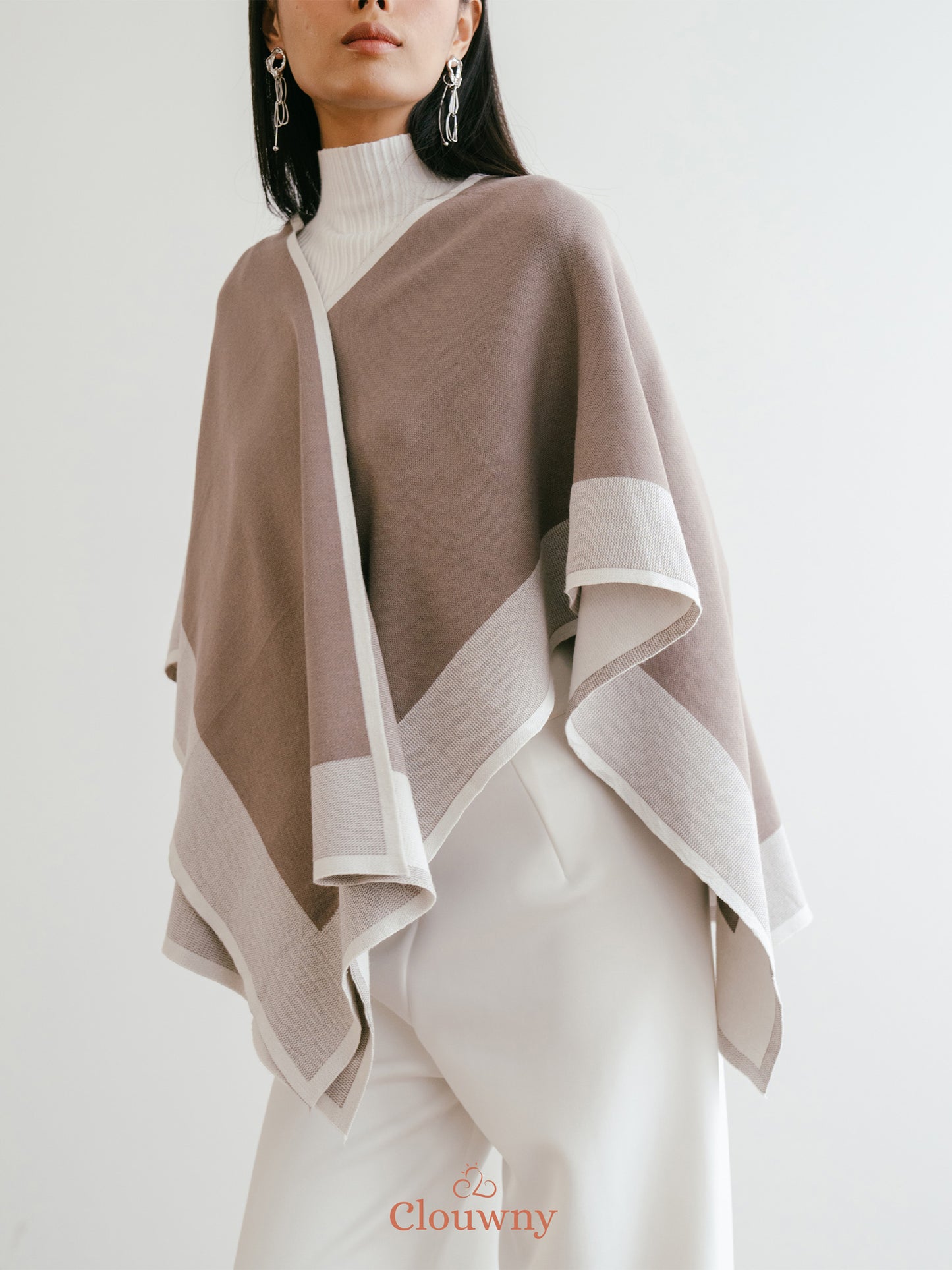 Two Tone Scarf Outer - Khaki