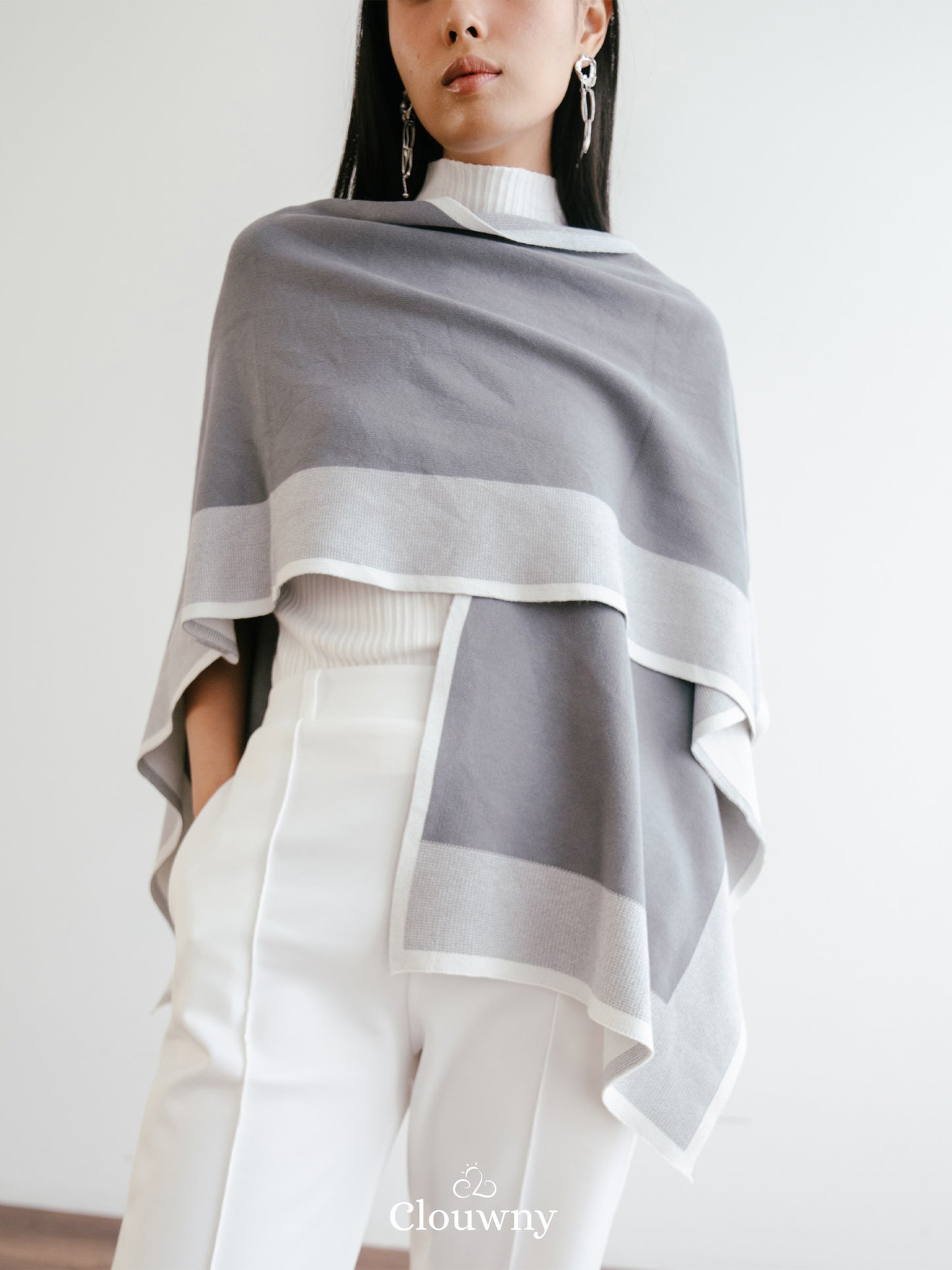 Two Tone Scarf Outer - Grey