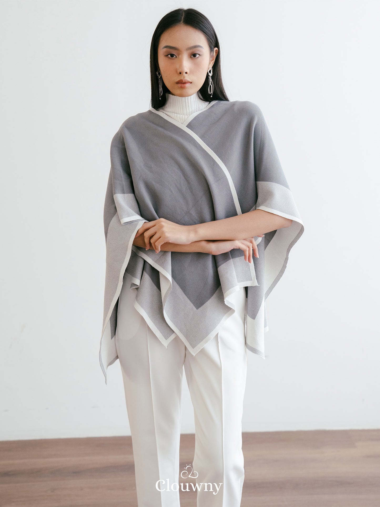 Two Tone Scarf Outer - Grey