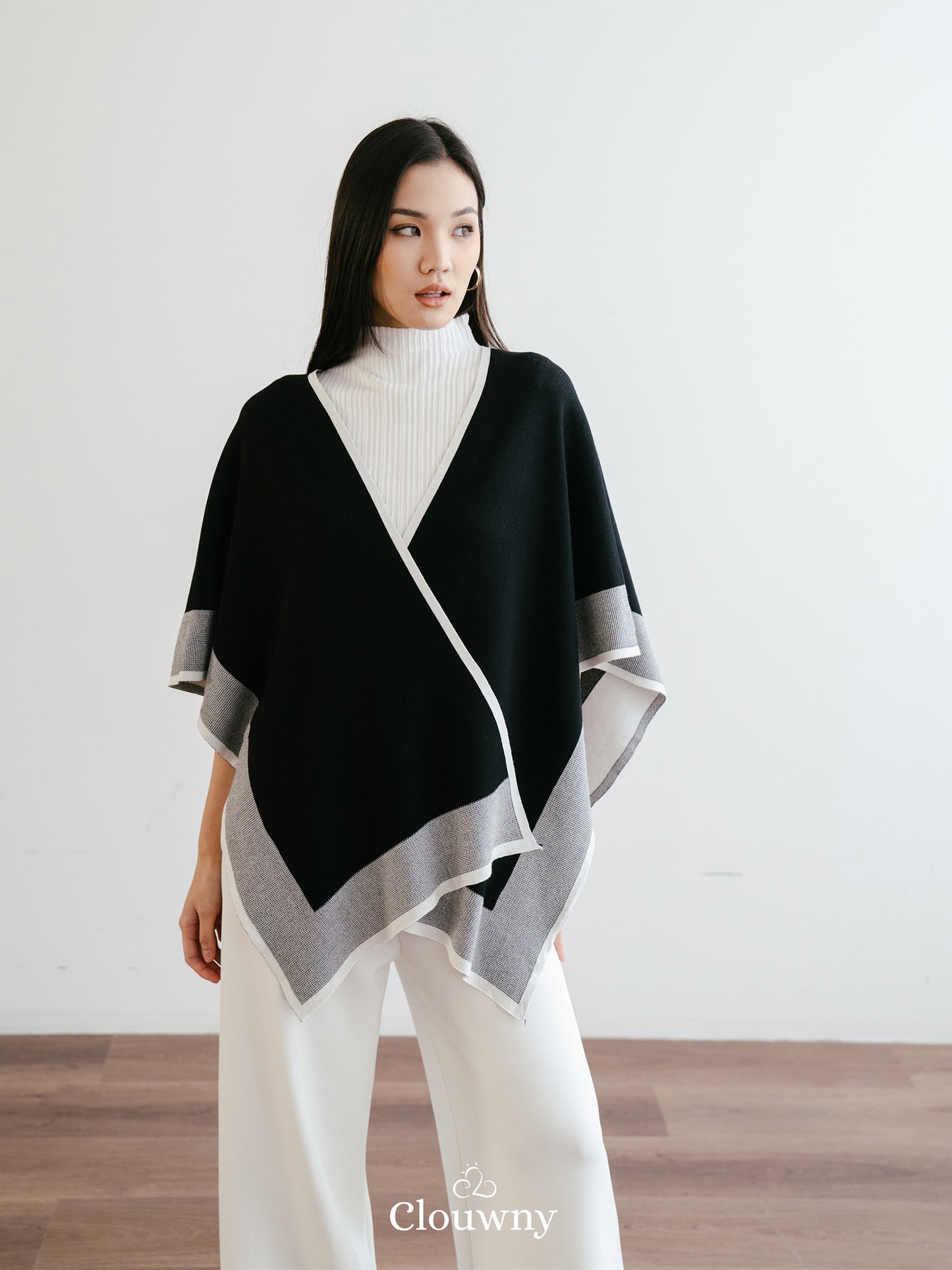 Two Tone Scarf Outer - Black