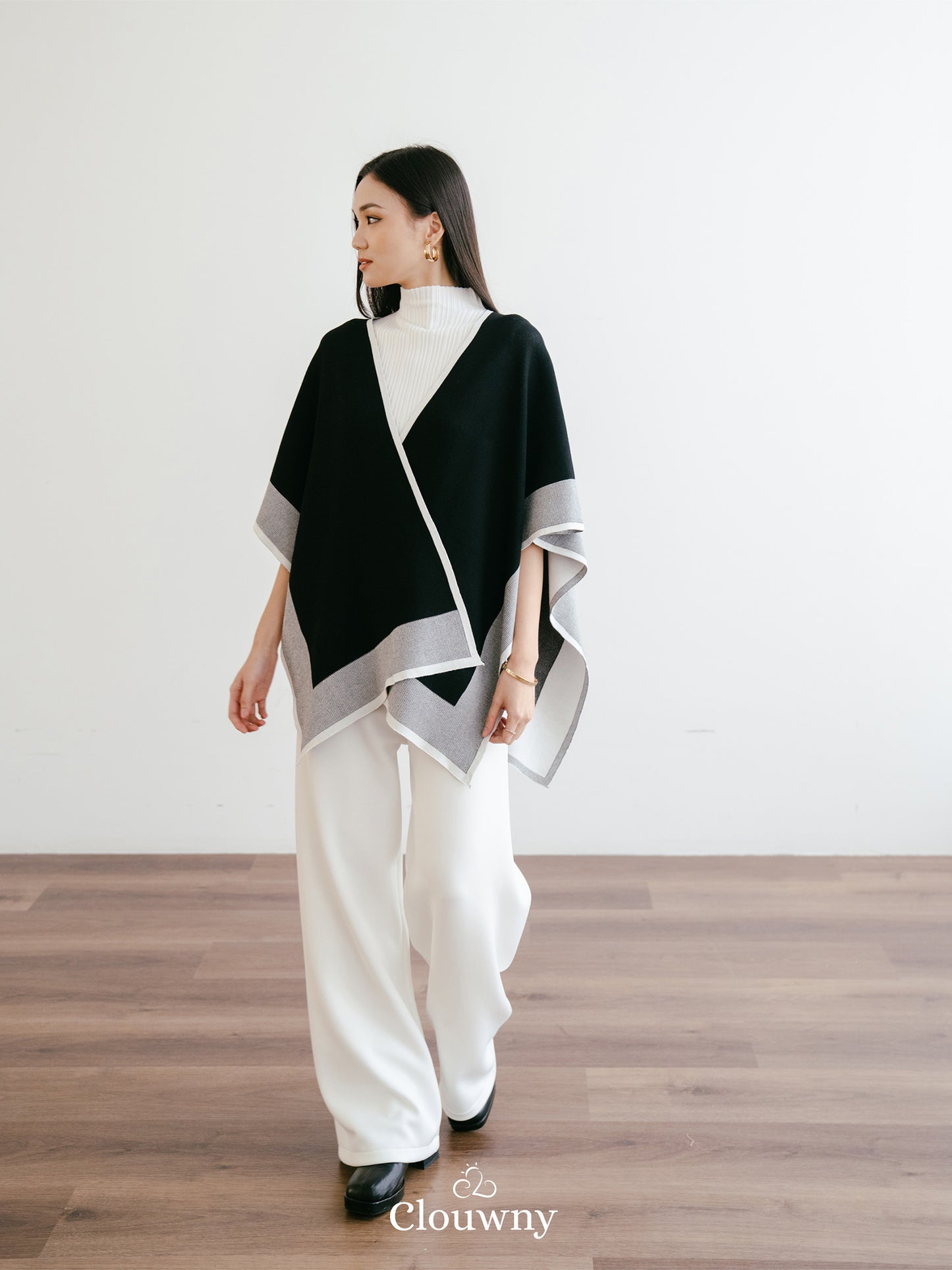Two Tone Scarf Outer - Black