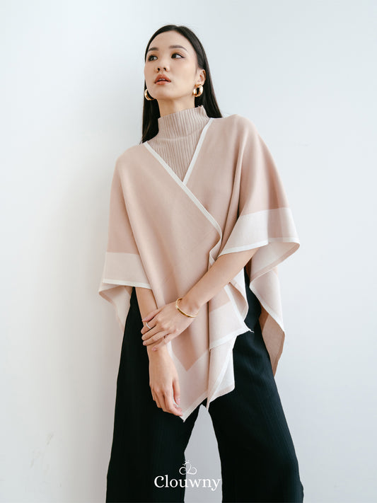 Two Tone Scarf Outer - Nude