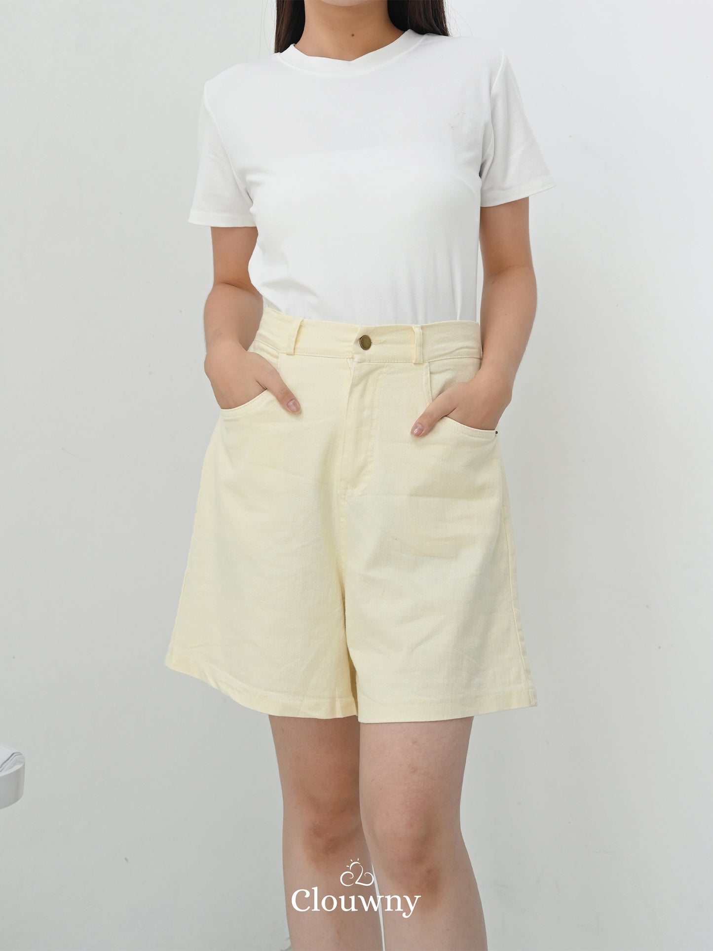 Key Denim Short Pants - Cream
