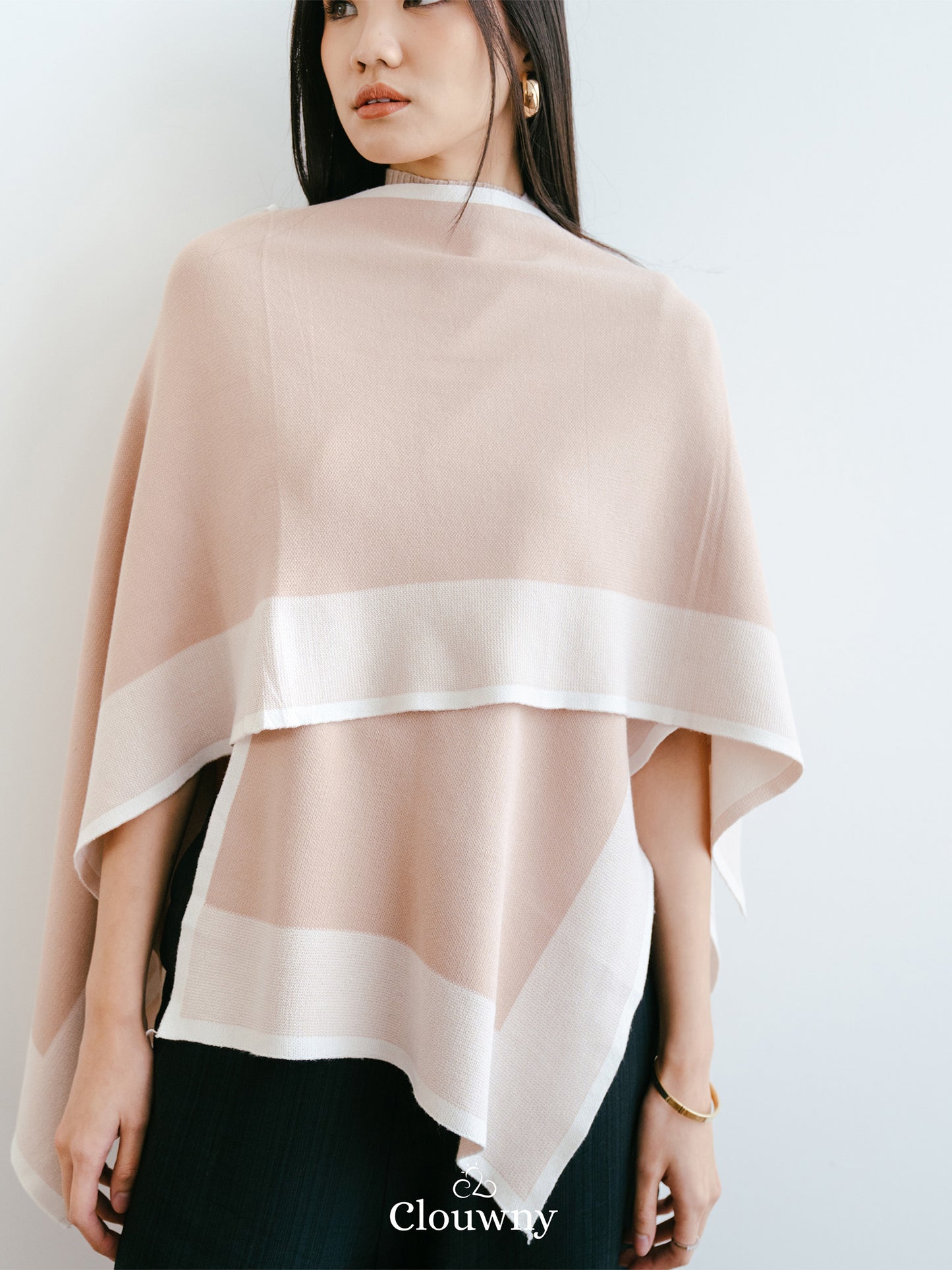 Two Tone Scarf Outer - Nude