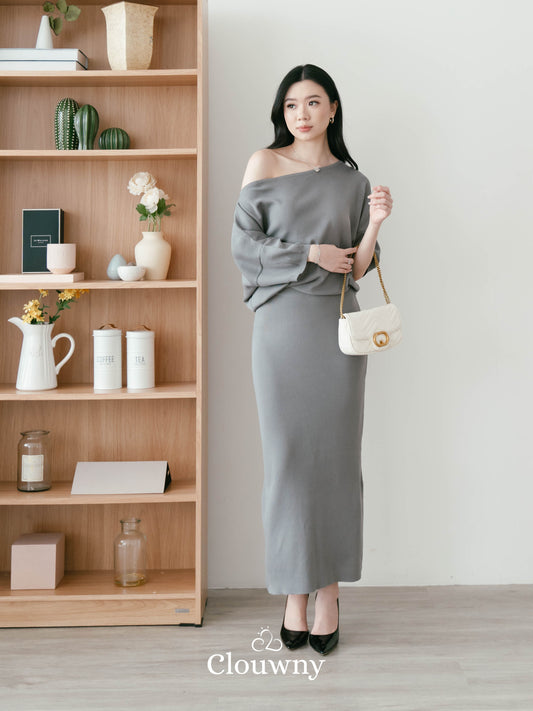 One Shoulder Set - Grey