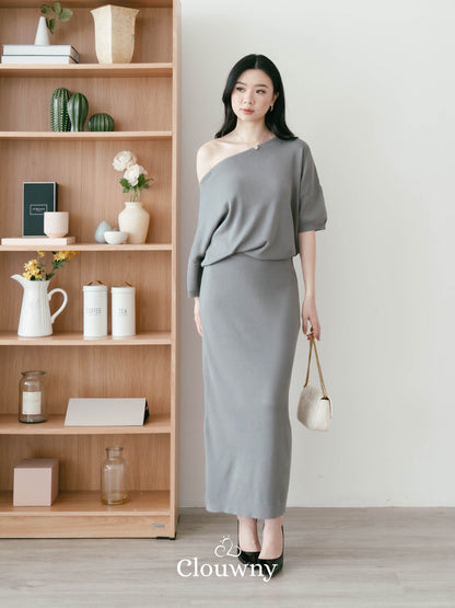 One Shoulder Set - Grey