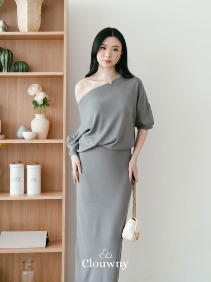 One Shoulder Set - Grey