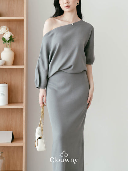 One Shoulder Set - Grey