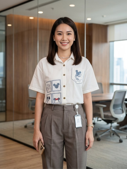 Couple Pocket Cotton Shirt - White