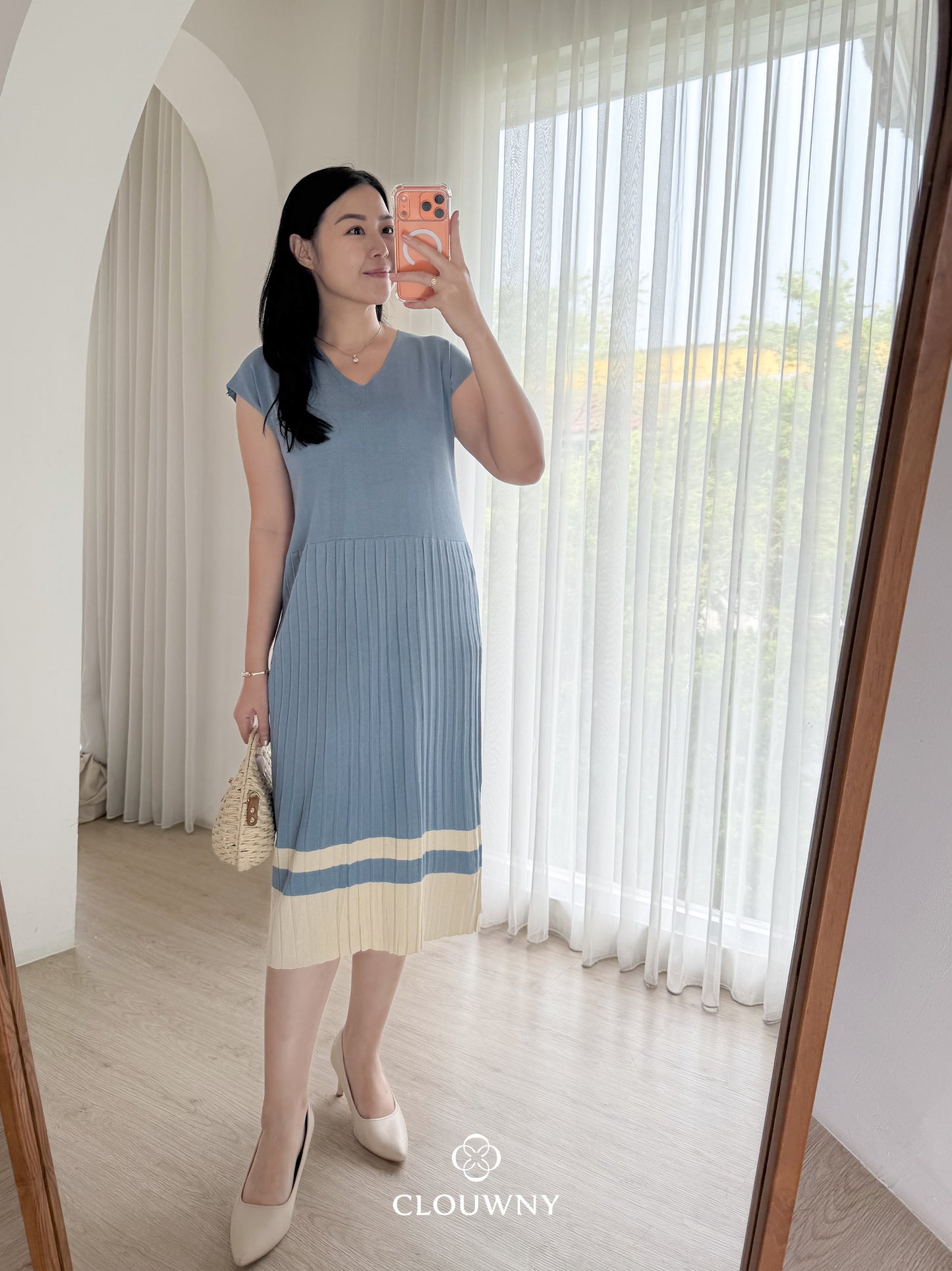 Malaya Vneck Knit Dress - Blue