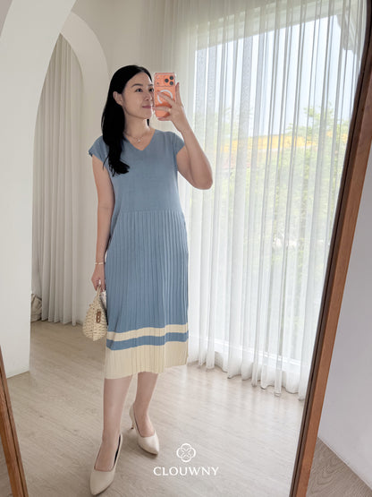 Malaya Vneck Knit Dress - Blue