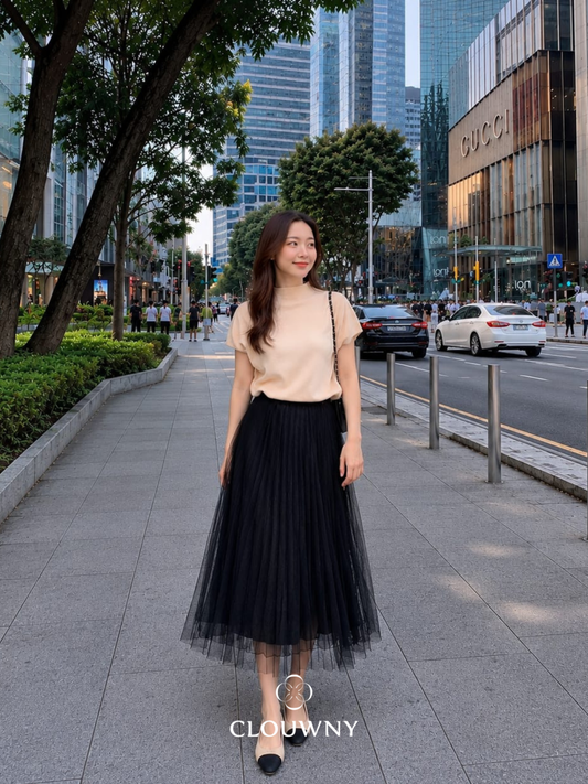 Onyva Tutu Pleats Skirt - Black