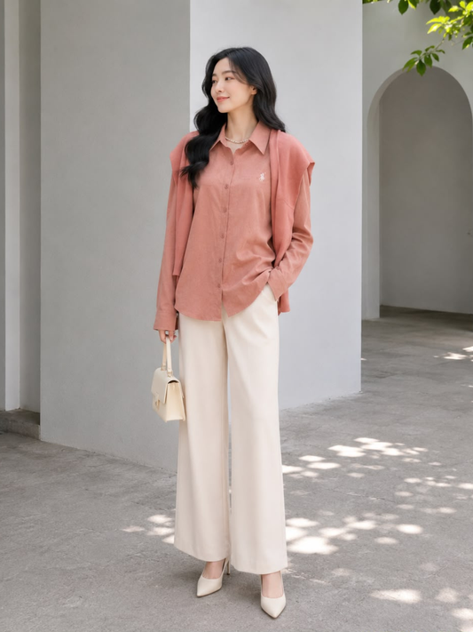 Cameron Scarf Shirt - Pink