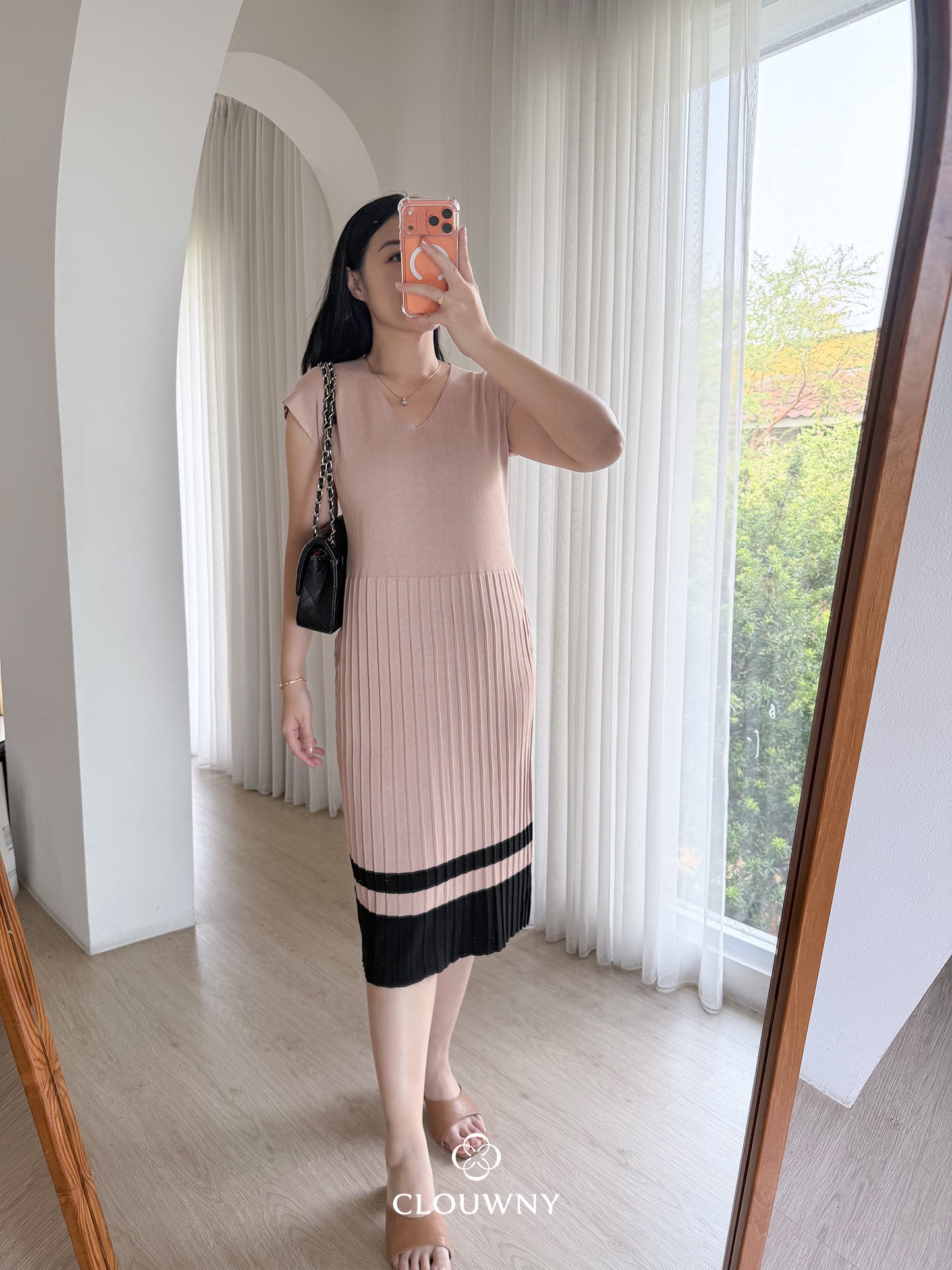 Malaya Vneck Knit Dress - Khaki