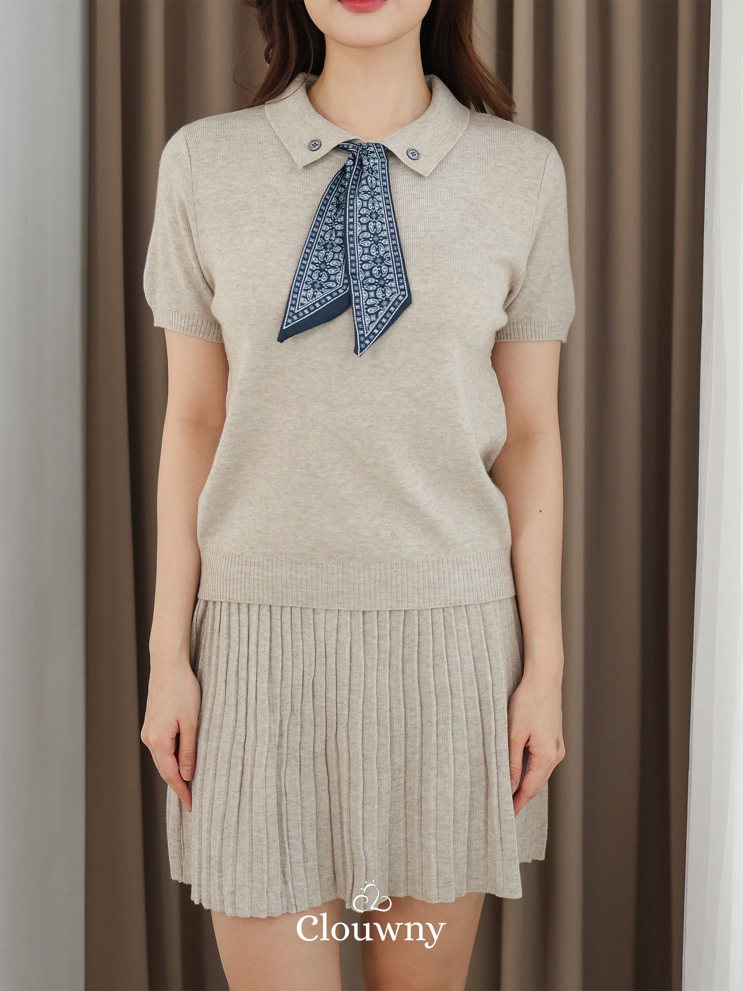 Moza Scarf Knit Set - Khaki