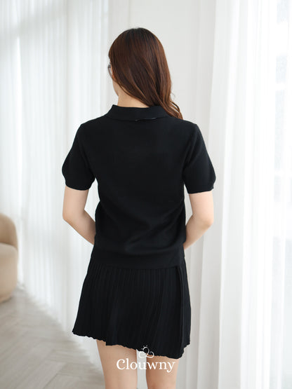 Moza Scarf Knit Set - Black