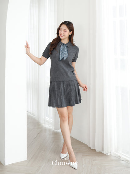 Moza Scarf Knit Set - Grey