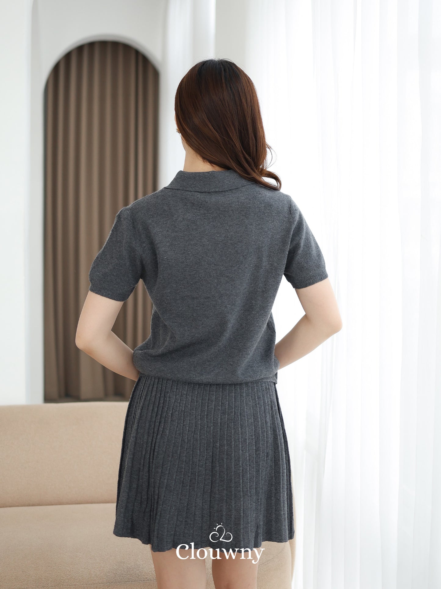 Moza Scarf Knit Set - Grey