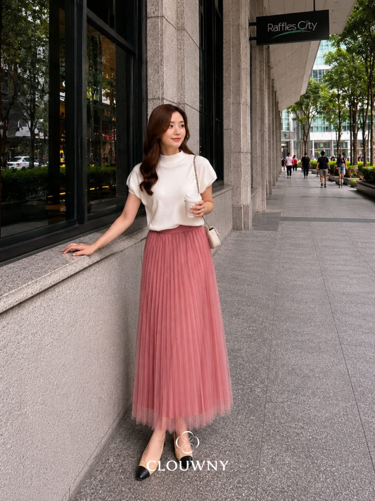 Onyva Tutu Pleats Skirt - Pink