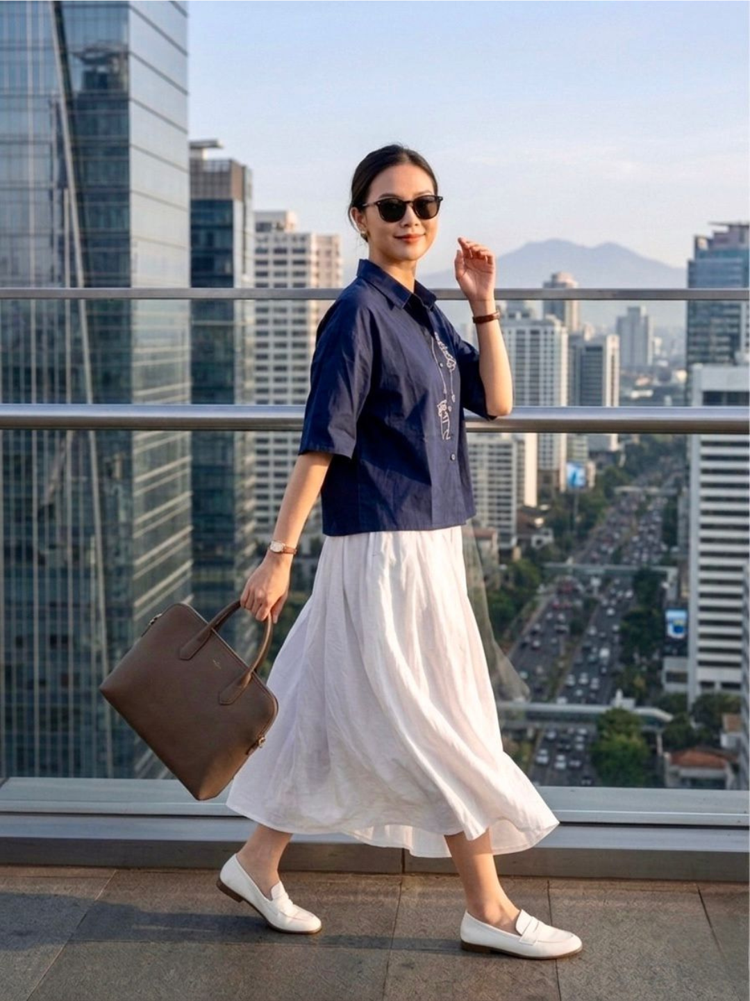 Bridget Cotton Blouse - Navy