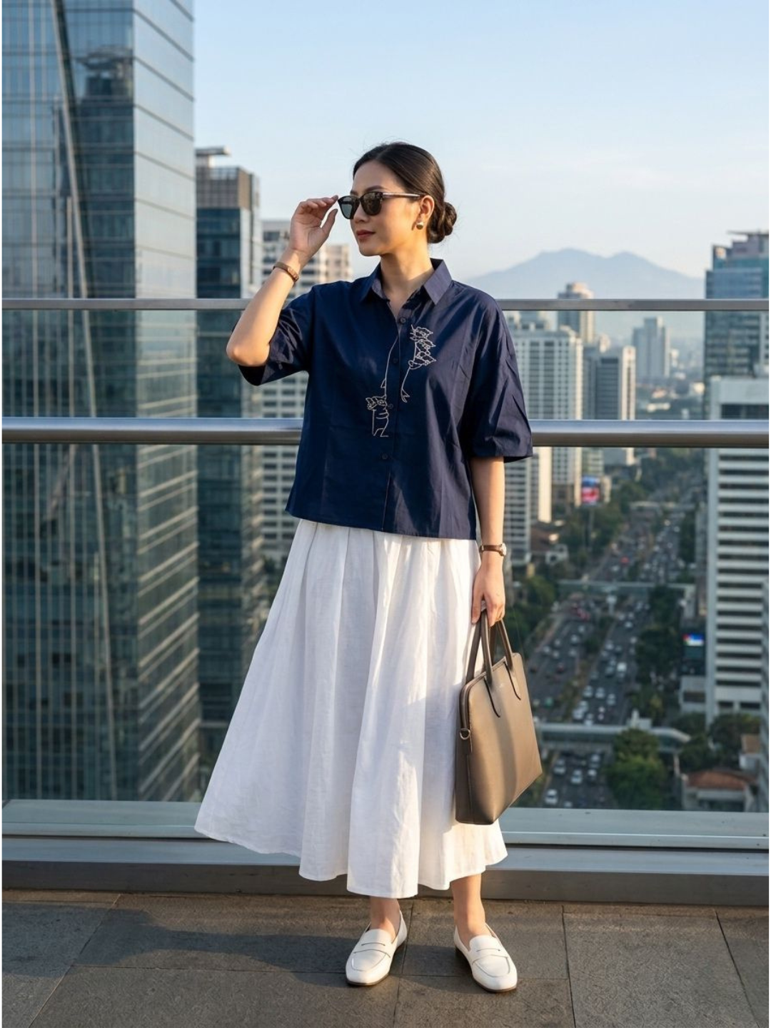 Bridget Cotton Blouse - Navy