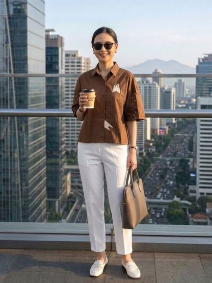 Miwa Cotton Blouse - Coffee