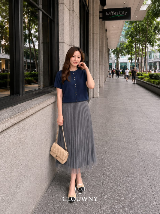 Onyva Tutu Pleats Skirt - Dark Grey