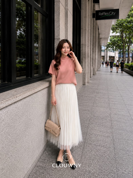 Onyva Tutu Pleats Skirt - White