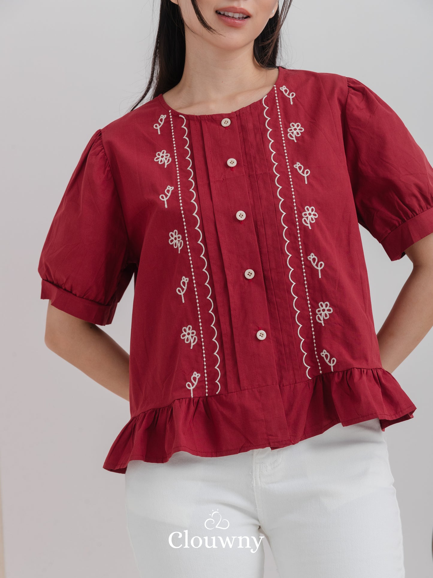 Giko Cutton Blouse - Maroon