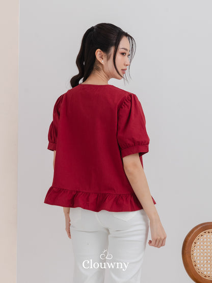 Giko Cutton Blouse - Maroon