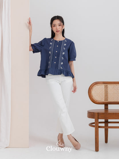 Giko Cutton Blouse - Navy