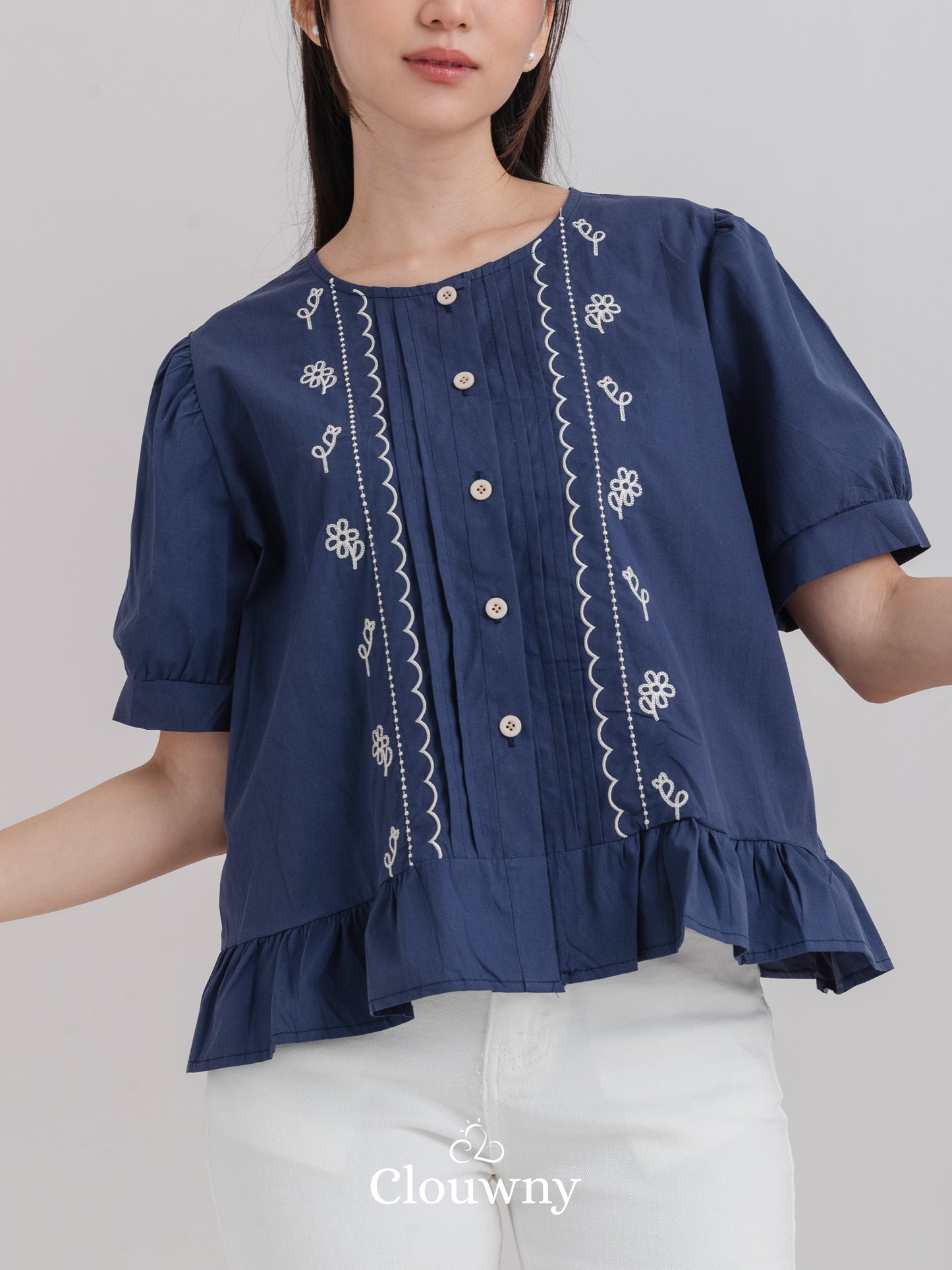 Giko Cutton Blouse - Navy