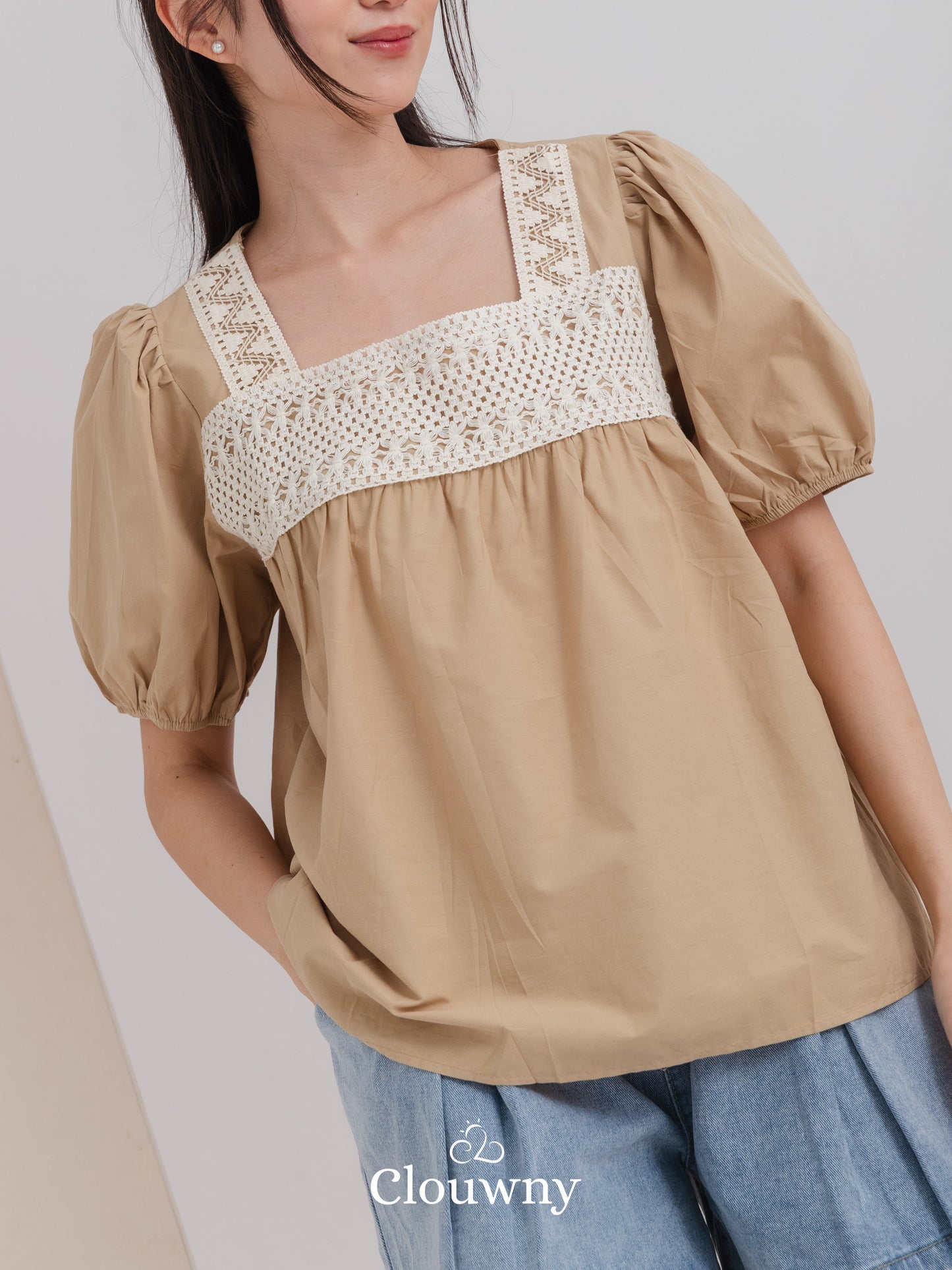 Chizu Square Blouse - Khaki