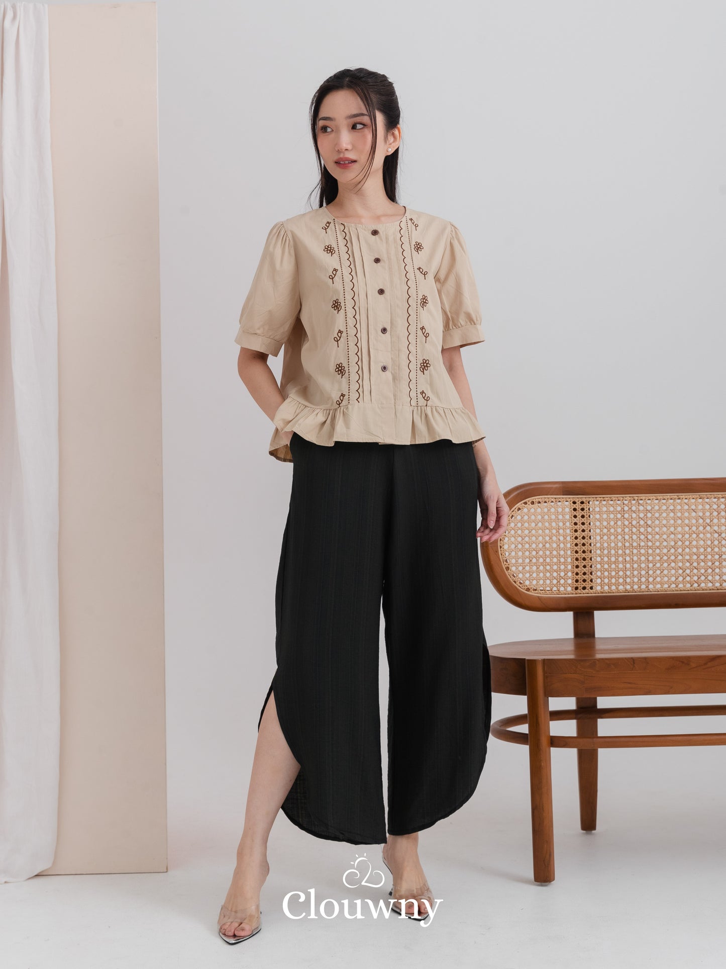 Giko Cotton Blouse - Brown