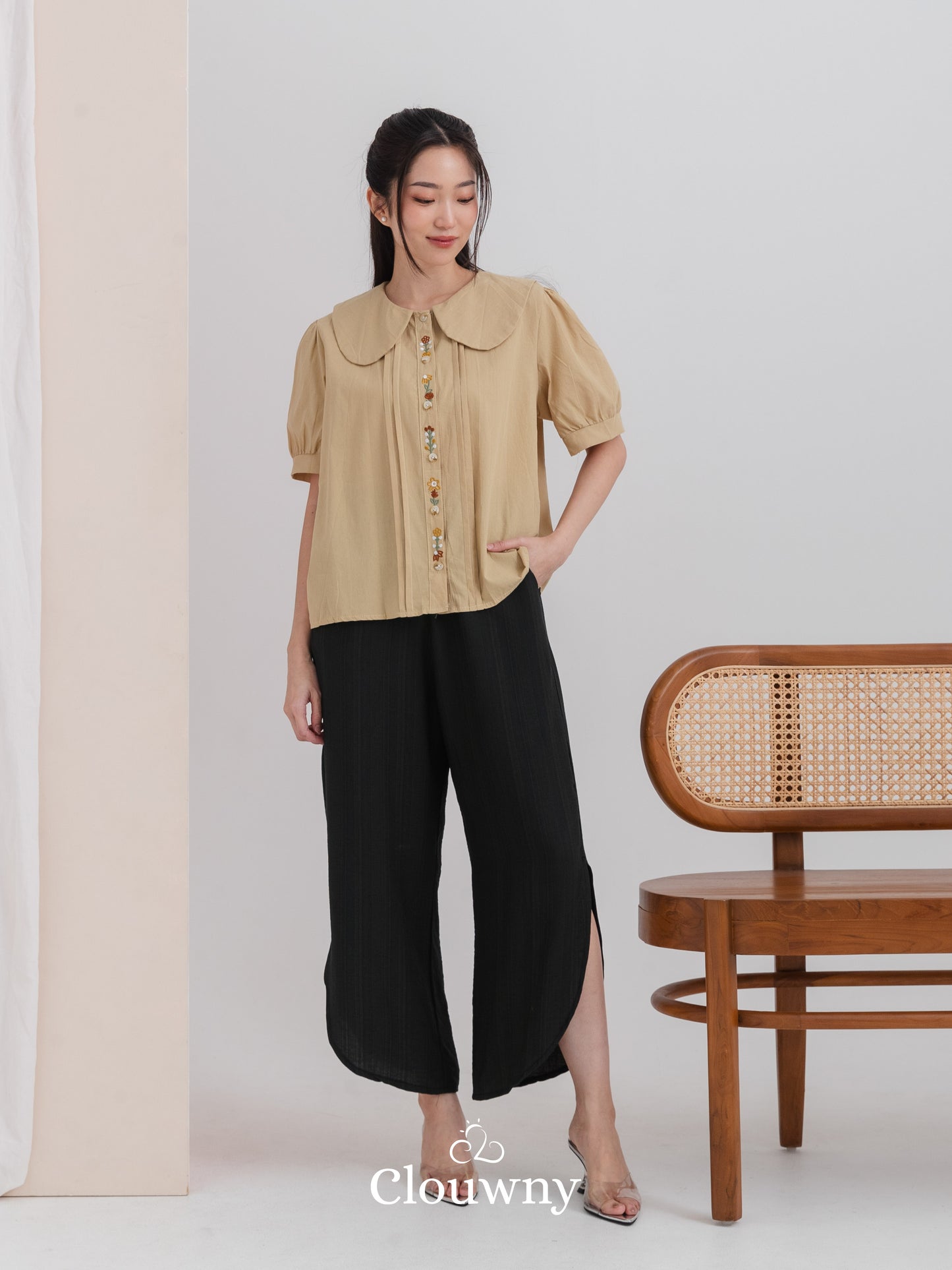 Narumi Button Blouse - Brown