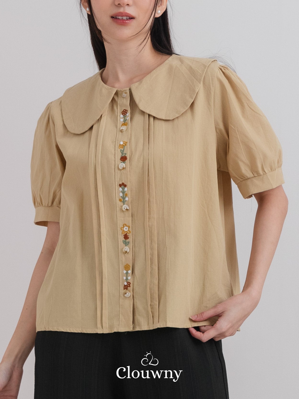 Narumi Button Blouse - Brown