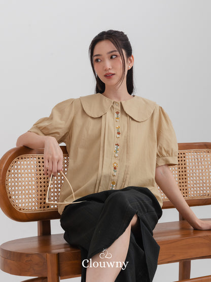 Narumi Button Blouse - Brown