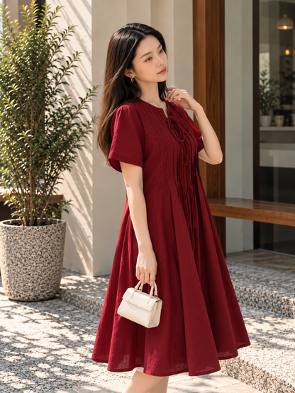 Senta Midi Dress - Maroon