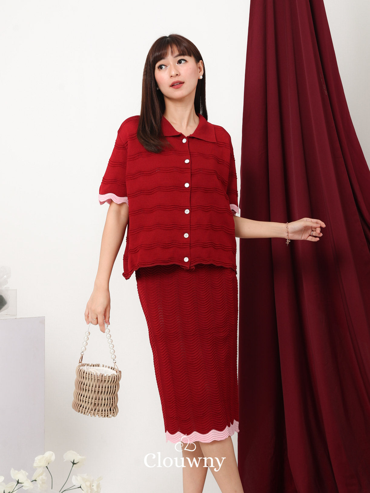 Cloud Knit Set - Maroon