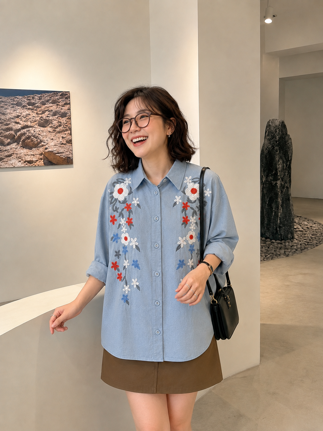 Brita Flower Cotton Longsleeve - Blue
