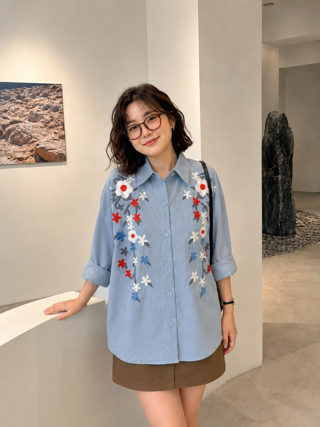 Brita Flower Cotton Longsleeve - Blue